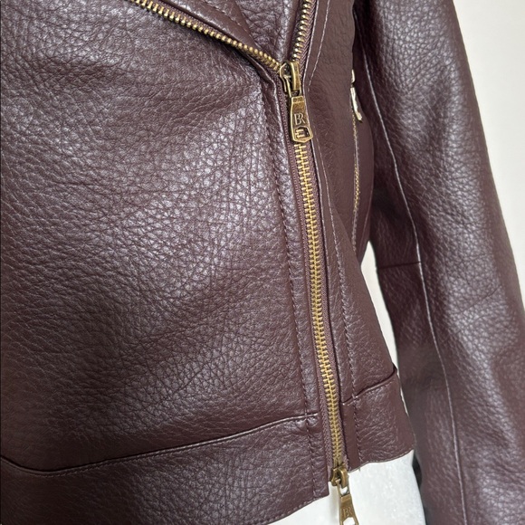 BNWT Banana Republic XXSP Dark Brown Maroon chocolate vegan Leather Jacket - Picture 5 of 10